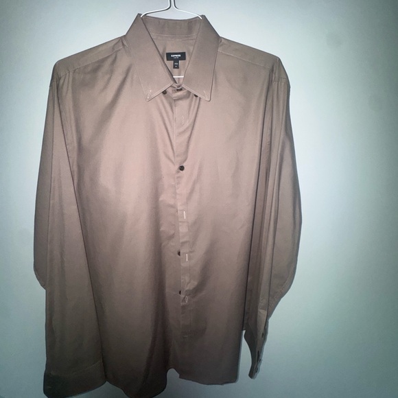 Express slim fit long sleeve tan button down shirt - Picture 1 of 3